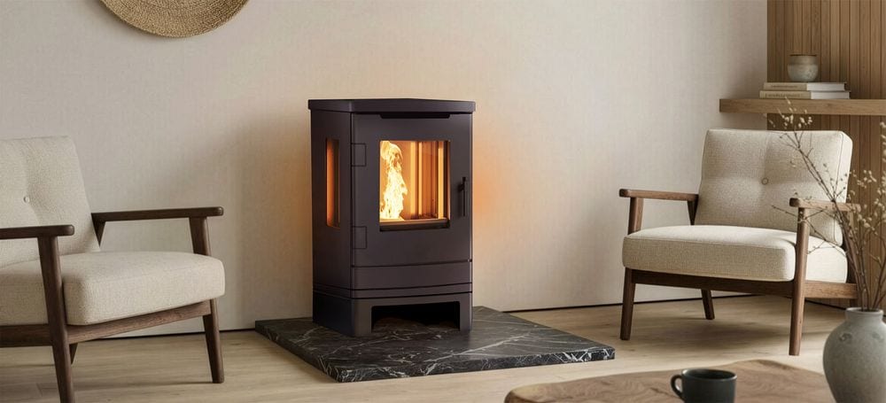 Fenna mit Sockel von Nordic Fire im Wohnraum
